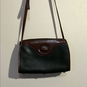 Brown and Green Leather Crossbody Bag